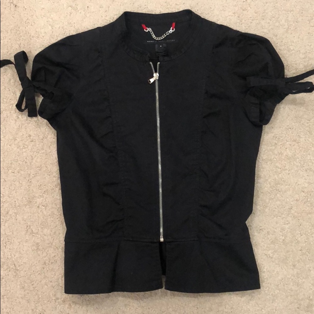 Marc by Marc Jacobs zip up motto shirt